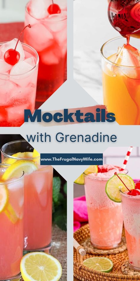 Elevate any gathering with the sweet charm of mocktails with grenadine, perfect for all ages and occasions. #mocktails #grenadine #drinks #frugalnavywife #easyrecipes #roundup | Drink Recipes | Grenadine | Mocktails | Easy Recipes | Grenadine Syrup Drinks, Mocktails Non Alcoholic Sparkling Grape Juice, Mocktails Non Alcoholic Grenadine, Biggby Mocktail Recipe, Drinks With Grenadine Non Alcoholic, Drinks To Make With Grenadine, Spindrift Mock Tails, Refreshing Mocktail Recipe, Grenadine Drinks Non Alcoholic