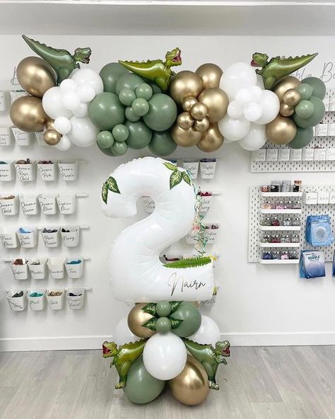 Dinosaur Theme Balloons, 2 Birthday Dinosaur, Number Column Balloons, Dinosaur Balloons Decoration, Decor Dinosaur Party, 2 Year Birthday Theme Boy Dinosaur, 2nd Birthday Boy Themes Dinosaurs, Dino Balloon Arch, Dinosaur Birthday Balloons