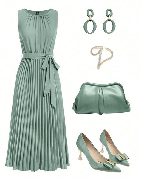 Mint Outfits For Women, Mint Green Dress Outfit, Mint Outfit, Green Dress Outfit, Color Outfits, Mint Green Dress, Mob Dresses, Summer Party Dress, Women Midi