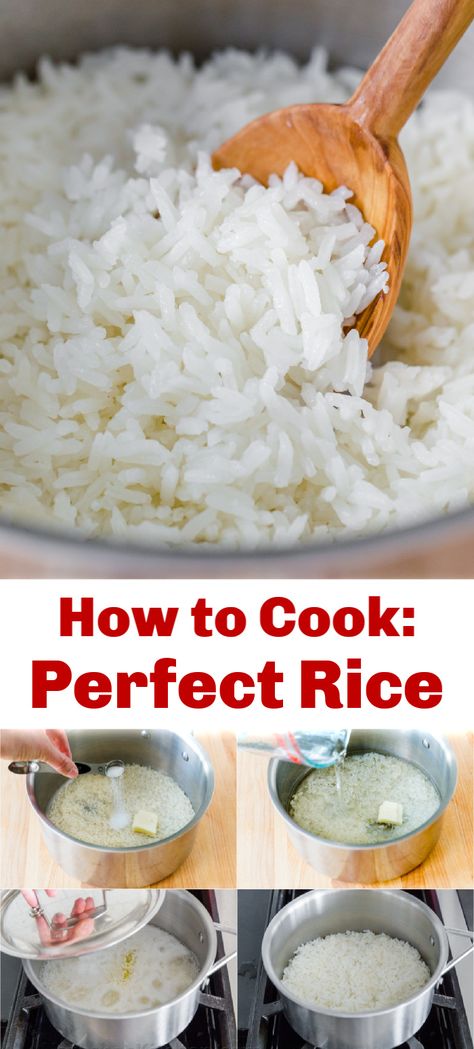 Perfect White Rice, Recetas Puertorriqueñas, White Rice Recipes, Rice On The Stove, Rice Side Dish Recipes, Parmesan Risotto, Cook Rice, Rice Recipes For Dinner, Perfect Rice