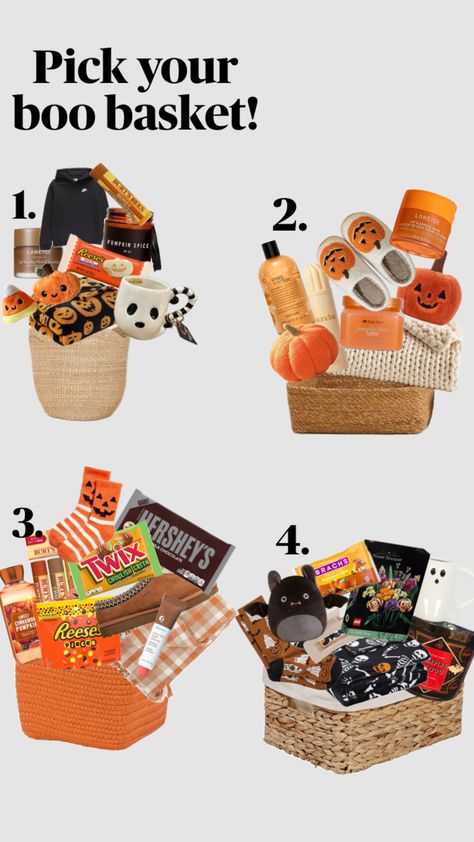 Boo baskets! #boobasket #boobasketinspo #fall #fallaesthetic #fallcore #halloween Things To Use As A Gift Basket, Fall Fundraiser Ideas Gift Baskets, Boo Basket Cheap Ideas, Boo Basket Target, Birthday Boo Basket Ideas, Western Boo Basket, Boo Basket For Moms, Fall Boo Baskets, Small Boo Basket Ideas For Best Friend