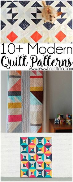 10+ Beautiful Modern Quilt Patterns: Click through for a full collection of beautiful modern quilt patterns to sew. These are so fun and creative! | www.sewwhatalicia.com Plaid Quilt Pattern Ideas, Bright Quilts Modern, Modern Art Quilts, Modern Patchwork Quilt, Modern Quilts Ideas Free Pattern, Patchwork Quilts Modern, Abstract Quilt Patterns, Abstract Quilting, Modern Quilt Patterns Free