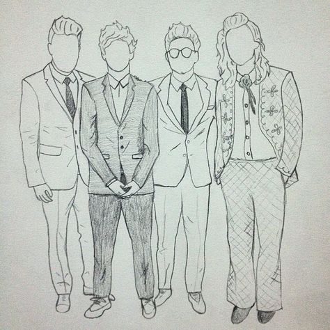 One direction @ AMA outline drawing Drawing One Direction, One Direction Drawings Sketches, One Direction Drawing Ideas, One Direction Sketch, 1d Drawings, One Direction Drawings, One Direction Art, Harry Styles Drawing, Direction Art