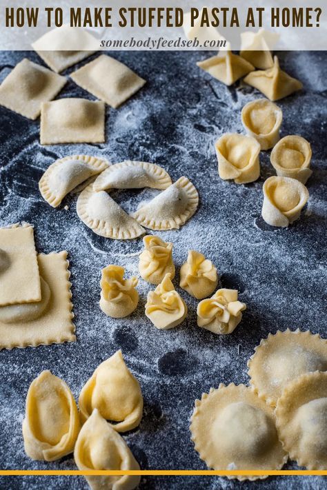 Filled Pasta: How to Make Ravioli, Tortellini & Other Stuffed Pasta Shapes? Ravioli Recipe Homemade, Make Ravioli, How To Make Ravioli, Ravioli Dough, Pasta Dough Recipes, Ravioli Pasta, Homemade Pasta Recipe, Stuffed Pasta, Filled Pasta