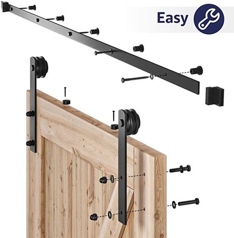 Amazon.com: SMARTSTANDARD 6.6ft Heavy Duty Sturdy Sliding Barn Door Hardware Kit -Smoothly and Quietly -Easy to install -Includes Step-By-Step Installation Instruction Fit 36"-40" Wide Door Panel (I Shape Hanger) : Tools & Home Improvement Sliding Wood Door, Barnyard Door, Rustic Log Furniture, Sliding Wood Doors, Diy Chicken Coop Plans, Bifold Barn Doors, Wood Barn Door, Barn Door Designs, Barn Door Track