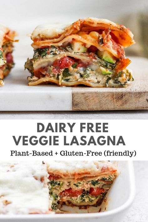 Dairy-Free Lasagna (Vegan + Gluten-Free Friendly) - a comforting and delicious dairy-free lasagna that is plant-based and packed with veggies! #veganlasagna #dairyfreelasagna #glutenfreelasagana #veggielasagna #vegetablelasagna Lasagna Vegan, Dairy Free Lasagna, Veggie Lasagna Recipe, Vegan Lasagna Recipe, Wooden Skillet, Gluten Free Lasagna, Dairy Free Pumpkin, Vegan Lasagna, Veggie Lasagna