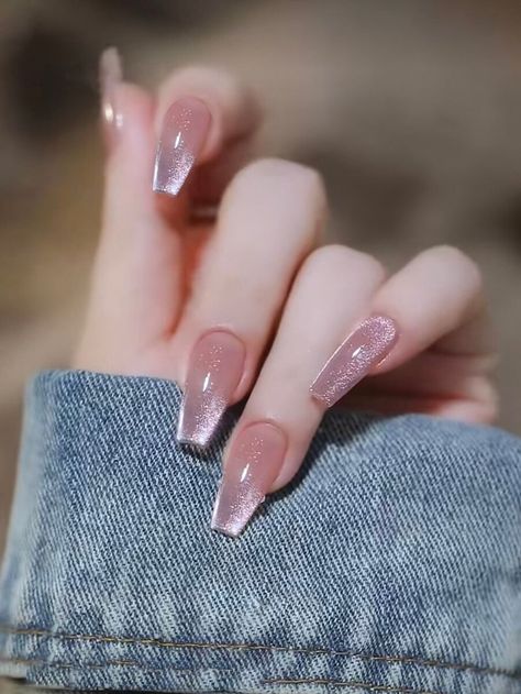 Mystical Acrylic Nails, Cat Eye Tips Nails Almond, Coffin Shape Cat Eye Nails, Cat Eyes French Tip Nails, Wedding Nails For Bride Cat Eye, Acrylic Nail Extensions Design, Cat Eye Nails For Fall, Light Brown Cat Eye Nails, Cat Eye Nail Extensions