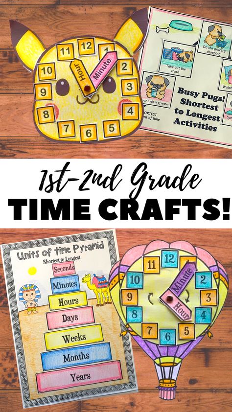 1st Grade Clock Activities, Center Activities 2nd Grade, Telling Time Games 1st Grade, Measuring Time Worksheet, Homeschool Crafts 2nd Grade, Fun Crafts For 1st Grade, Projects For Second Graders, Telling Time Clock Printable, 1st Grade Time Worksheets