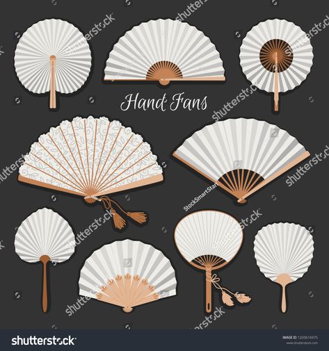 Chinese fans. Japanese traditional hand fan set vector illustration, vintage woman paper fans isolated #Ad , #AD, #traditional#hand#fan#Chinese Hand Fans Diy, Leaves Doodle, Chinese Fans, Air Fan, Chinese Fan, Antique Fans, Paper Fan, Instruções Origami, Japanese Fan