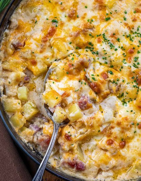 Ham and Potato Casserole Ham And Fried Potatoes, Ham Casserole With Broccoli And Rice, What To Cook With Ham, Leftover Ham Crockpot Recipes, Recipes With Ham Chunks, Ham Dishes Leftover, Potatoes And Ham Recipes, Ham And Potato Skillet, Ham And Potatoes Casserole