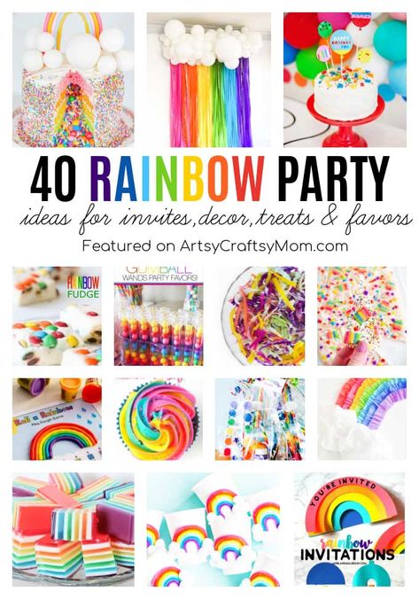 Rainbow Themed Party Ideas 2 Rainbow And Stars Birthday Party, Rainbow 40th Birthday Party, Easy Rainbow Decorations, 5 Yo Birthday Party Ideas, Rainbow Girls Birthday Party, Kids Rainbow Birthday Party, Rainbow Mermaid Birthday Party, Rainbow Bday Party Ideas, Rainbow Party Ideas For Adults