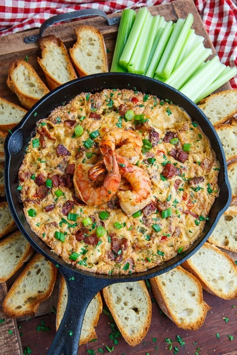 Cajun Shrimp and Andouille Cheese Dip Cajun Appetizers, Cajun Christmas, Cajun Shrimp Recipes, Cheese Dip Recipe, Cajun Dishes, Cajun Creole Recipes, Mardi Gras Food, Cajun Food, Cajun Cooking