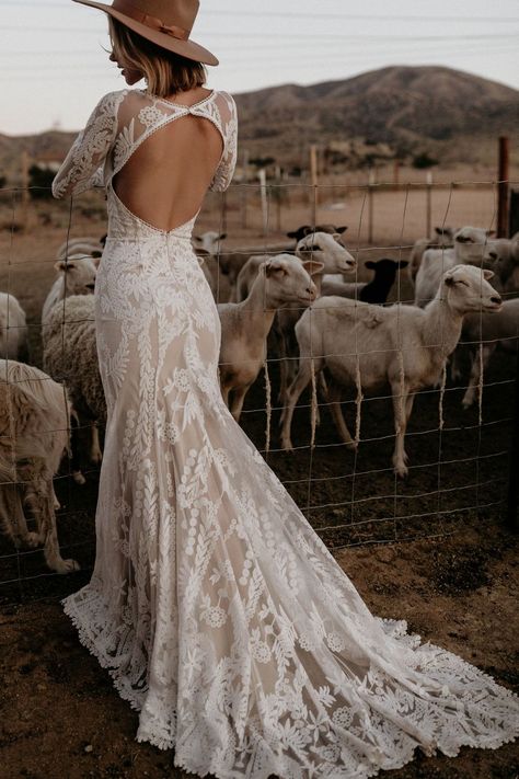 Boho western wedding dress