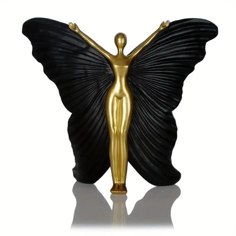 Modern Resin Fairy Figurine Set Elegant Black Fairy - Temu Glam Bedroom Decor Luxury Classy, Afro Bohemian Style Decor, Art Deco Interior 1920s, Bedroom Dresser Decor, Home Office And Bedroom, Zen Room Decor, Home Sculpture, Dark Deco, Dresser Decor Bedroom