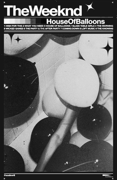 The Weeknd House Of Balloons House Of Balloons Poster, Lush Poster, Apartment Posters, Photowall Ideas, The Weeknd Poster, Collage Mural, House Of Balloons, Music Poster Ideas, Vintage Poster Design