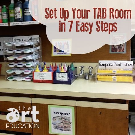 Set Up Your TAB Room in 7 Easy Steps - The Art of Education University Art Room Classroom, Tab Art, Art Classroom Organization, Art Classroom Management, Classe D'art, Elementary Art Rooms, Teaching Philosophy, Organization And Management, Art Curriculum