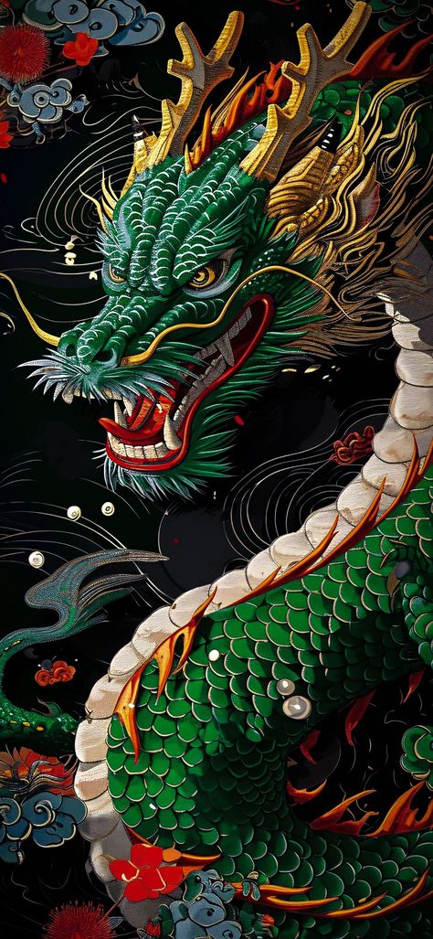 Chinese Graphic, Asian Wallpaper, Dragon Wallpaper Iphone, Aesthetic Motivation, Japanese Pop Art, Chinese Artwork, Iphone Dynamic Wallpaper, Android Wallpaper Art, Dragon Illustration