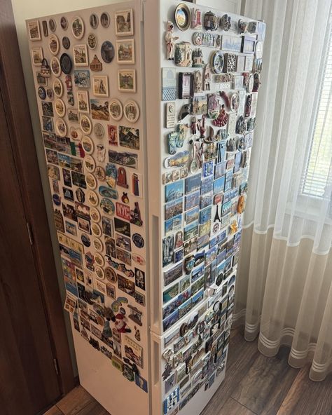 This family’s fridge is filled with magnets from places they traveled all over the world. Fridge Magnet, Life Goals, Fridge Magnets, All Over The World, Vision Board, Magnets, Collage, The World, Travel