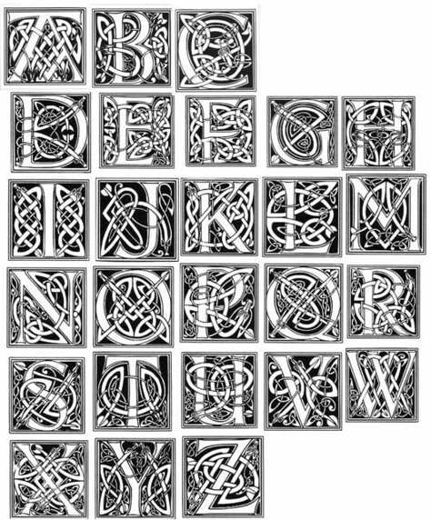 Celtic Letters Celtic Letters, Celtic Alphabet, Letters Ideas, Alfabet Letters, Celtic Knot Designs, Book Of Kells, Celtic Patterns, Celtic Knotwork, Celtic Design