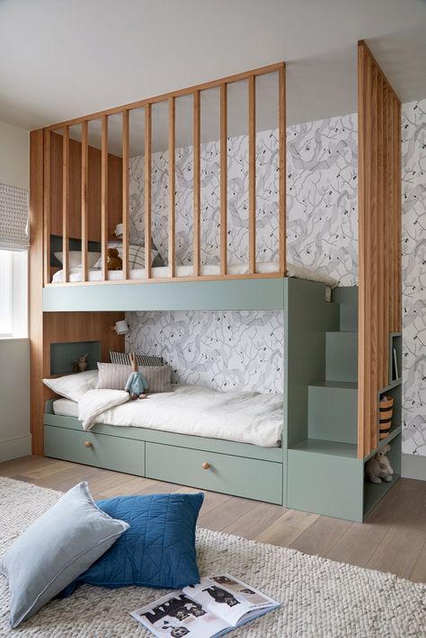 Bunk Beds Small Room, Kids Bed Design, Kids Room Bed, Beds For Small Rooms, Kids Shared Bedroom, Bunk Beds Built In, Cool Kids Bedrooms, Anna Lee, Kids Room Interior Design