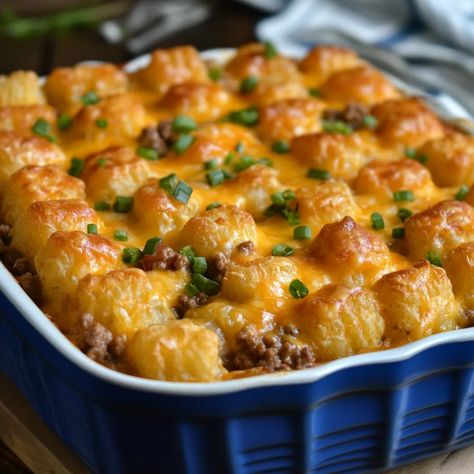 Tater Tot Casserole With Ground Beef Recipe - Tot Casserole With Ground Beef, Beef And Tater Tot Casserole, Shepards Pie With Tater Tots, Tater Tot Casserole With Ground Beef Easy, Gator Tot Casserole Ground Beef, Tatie Tot Casseroles, Tater Tot Shepherds Pie Recipe, Turkey Burger Casserole, Tater Tot Casserole Ground Beef