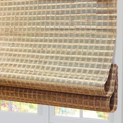 Amazon.com: Cordless Blackout Bamboo Roman Shades, Light Filtering UV Protection Wooden Roller Blinds with 6" H Valance, Custom Room Darkening Roller Bamboo Blinds for Windows, Doors, Porch, Color 10 : Home & Kitchen Rattan Blinds, Bamboo Roller Shades, Light Filtering Window Treatments, Woven Blinds, Bamboo Roman Shades, Window Roller Shades, Cheap Blinds, Bathroom Upgrade, Bamboo Blinds