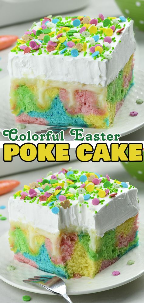 Easter Poke Cake, Cake Mix Ingredients, Easy Easter Desserts, Easter Desserts Recipes, Poke Cake Recipes, Make Ahead Desserts, Poke Cakes, Easter Baking, Poke Cake