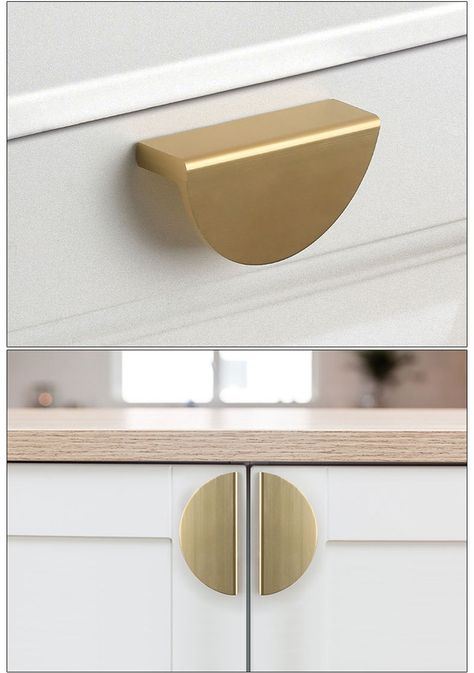 Semicircle Drawer, Cabinet Handles Modern, Modern Kitchen Cabinet Handles, Golden Kitchen, Drawer Pulls Dresser, Walnut Bedroom Furniture, Dresser Drawer Knobs, Wardrobe Door Handles, Kitchen Drawer Pulls