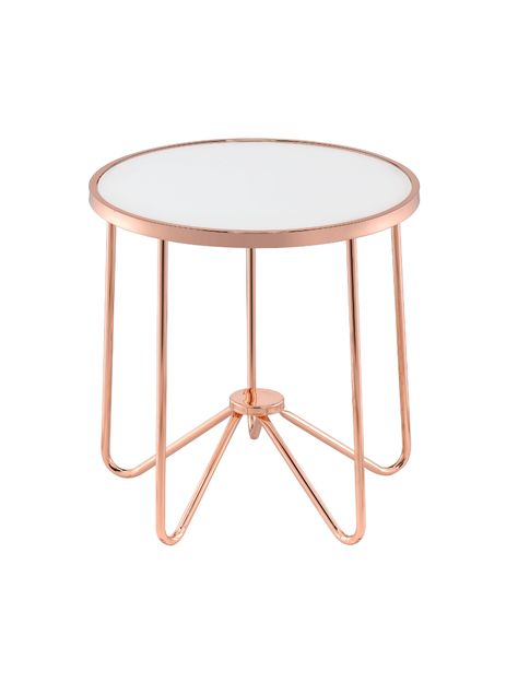 Rose Gold Room Decor, Rose Gold Rooms, Rose Gold Office, Rose Gold Bedroom, Gold End Table, Bedside Table Round, Gold Room Decor, Glass Top End Tables, Gold Rooms