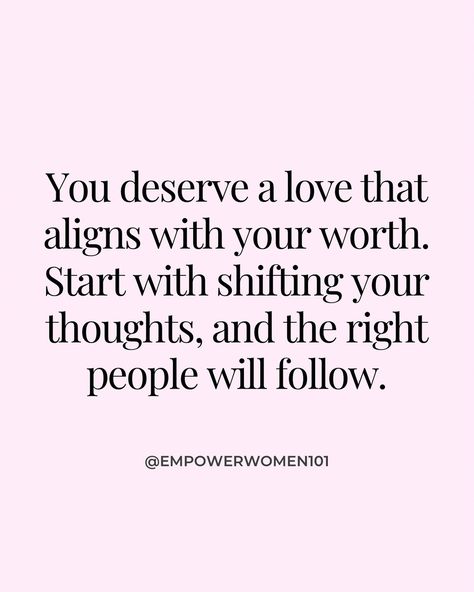 Your thoughts create the love you deserve. For a long time, I felt stuck in relationships that didn’t value my worth. It wasn’t until I changed my mindset that I began attracting the love I truly deserved. Tip: Start by believing you’re worthy of a love that matches your true value. Shift your thoughts from settling to thriving. Remember, when you focus on your self-worth, the right people will show up. Want more? Dive deeper into these facts to start attracting healthier love today! ❤️ ... You Are Worth It, Self Worth Quotes Relationships, I Matter, My Worth, Selflove Motivation, Getting Over Him, Worth Quotes, True Value, I Changed