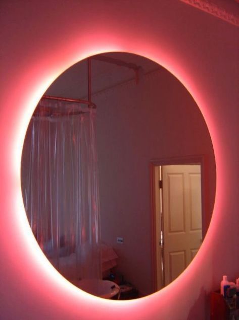 Neon Bathroom, Tiktok Selfie, Toilet Mirror, House Aesthetics, Mirror Makeover, Mirror Ideas, Small Toilet, Mirror Bathroom, Trendy Bathroom