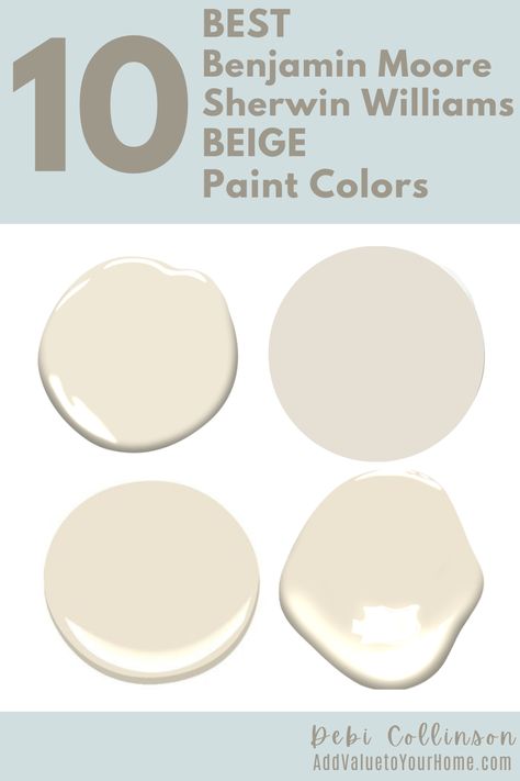 Not only is beige back in style, its the best new neutral and replacing the old favorites. Check out these 10 BEST Benjamin Moore & Sherwin Williams BEIGE Paint Colors. #beigepaintcolorsbenjaminmoore #beigepaintcolorssherwinwilliams Benjamin Moore Best Neutrals, Benjamin Moore Paint Colors Natural Cream, Benjamin Moore Big Bend Beige, French White Benjamin Moore, Best Behr Neutral Paint Colors Bathroom, White Taupe Paint Color, Best Light Tan Paint Color Benjamin Moore, Very Light Beige Paint, Cozy Beige Paint Colors