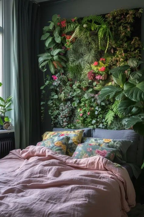 If you're looking to add a touch of greenery to your bedroom, then you'll want to take a look at these 25 botanical bedroom ideas. These tips will show you how to artfully incorporate plants into your sleeping space, use wallpaper to bring the outside indoors, and more. Here are 24 Botanical Bedroom Ideas to Decorate with Greenery. Greenery Room Decor Bedroom, Pink Bedroom With Plants, Botanical Bedroom Ideas, Wall Behind Bed, Botanical Bedroom, Ny Apartment, Classroom Planning, Custom Headboard, Bedroom Corner