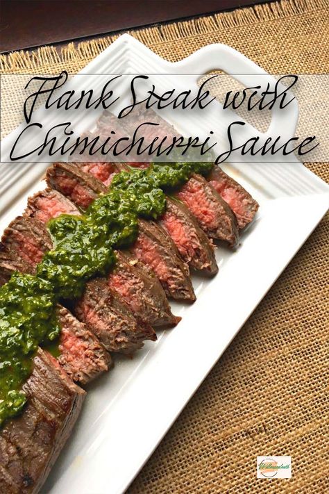 Flank Steak with Chimichurri Sauce via @https://www.pinterest.com/wellnesssleuth/ Flank Steak With Chimichurri Sauce, Flank Steak With Chimichurri, Flank Steak Chimichurri, Steak With Chimichurri, Chimichurri Steak, Steak With Chimichurri Sauce, Roasting Garlic In Oven, Chimichurri Sauce Recipe, Beef Flank