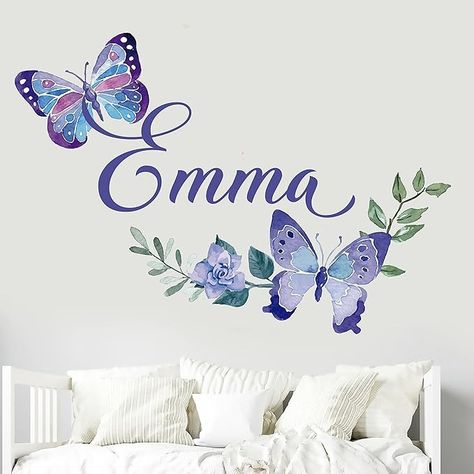 Amazon.com: PrintsbyDM Custom Name Butterfly Wall Decal- Girls Room Wall Decor - WM531. Custom Name Removable Nursery Wall Decal for Girl - Flower Mural Wall Decal for Girls Bedroom : Baby Name Wall Art Nursery, Flower Mural Wall, Wall Decals Girls Room, Bedroom Boy, Butterfly Room, Girls Room Wall Decor, Boy Girl Bedroom, Flower Mural, Butterfly Wall Decals