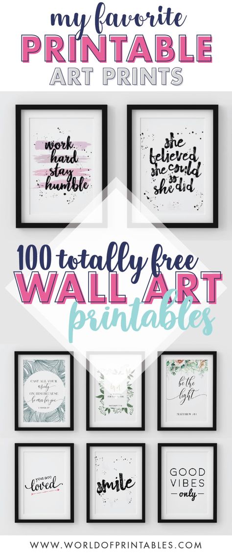 This amazing collection of free printable wall art prints isn’t one to be overlooked. In this post we feature stunning prints for the home, bedroom, office and nursery – there is something for everyone!  #diyhomedecor #homedecor #diywalldecor #walldecor #wallart #nurserywallart #minimalistwallart #quotes Inspirational Quotes Posters Wall Art, Office Wall Art Collage, Free Printable Wall Art Living Room Boho, Free Downloads Wall Art, Free Office Printables Wall Art, Home Office Motivation Wall Art, Signs For Home Office, Framed Inspirational Quotes Wall Art, Printable Office Quotes