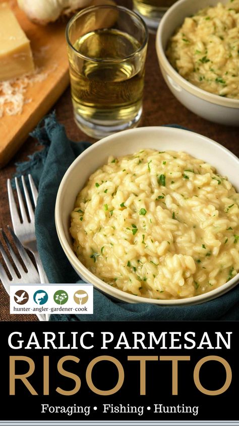 Lemon Garlic Risotto, Garlic Parm Risotto, Parmasean Risotto Recipes, Roasted Garlic Risotto, Parm Risotto Recipes, Garlic Risotto Recipes, Creamy Risotto Recipes Parmesan, Mushroom Parmesan Risotto, Rizzoto Recipes Simple