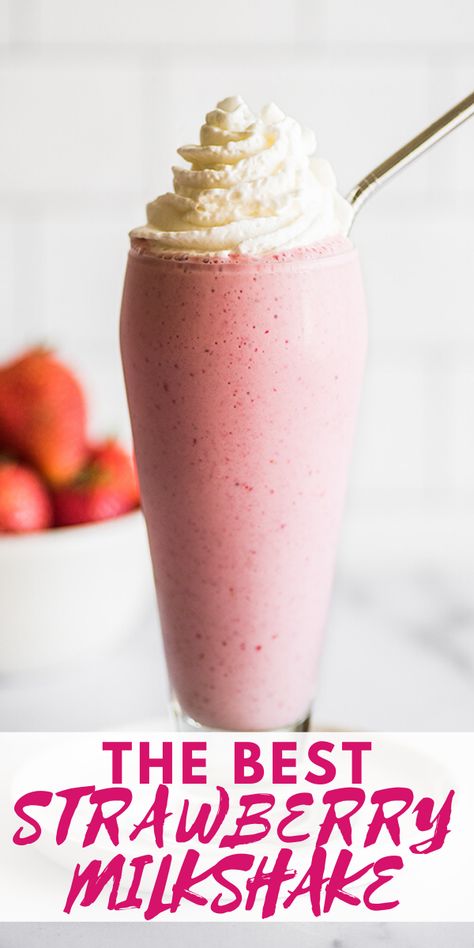 Stuff To Make In A Blender, Strawberry Ice Cream Shake, Easy Strawberry Milkshake, Strawberry Ice Cream Milkshake, Ideas For Frozen Strawberries, Things To Do With Frozen Strawberries, Blendjet Milkshake Recipe, Strawberry Milk Shake Recipes, How To Make A Strawberry Milkshake