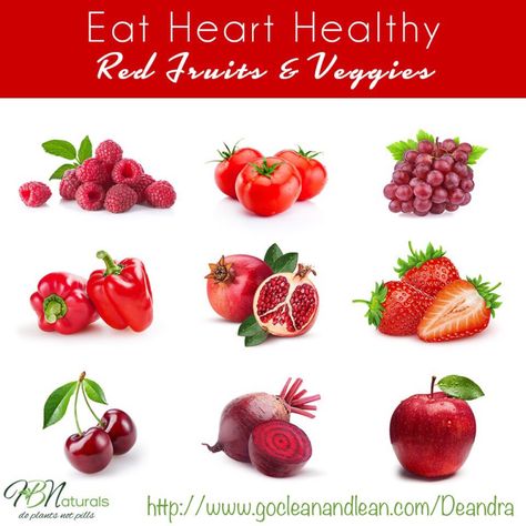 Red Food Party, Heart Healthy Dinner, Red Fruits And Vegetables, Rainbow Diet, Unclog Arteries, Healthy Heart Tips, Heart Diet, Heart Healthy Diet, Weight Workout