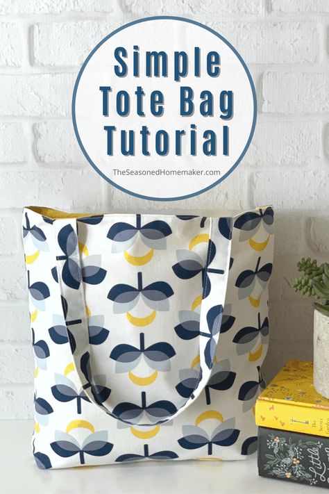 Back To School Sewing Projects, First Sewing Projects For Kids, Syprosjekter For Nybegynnere, Sewing Simple, Tote Bag Sewing, Simple Tote Bag, Tote Bag Pattern Free, Women Activities, Simple Projects