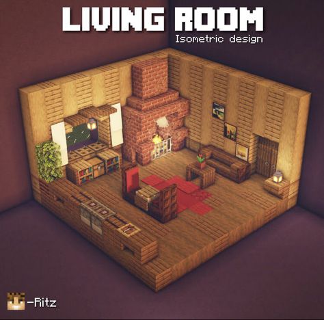 Minecraft Living Room Ideas, Château Minecraft, Minecraft Living Room, Case Minecraft, Minecraft Decoration, Rumah Minecraft Sederhana, Minecraft Structures, Cozy Living Room Design, Bangunan Minecraft