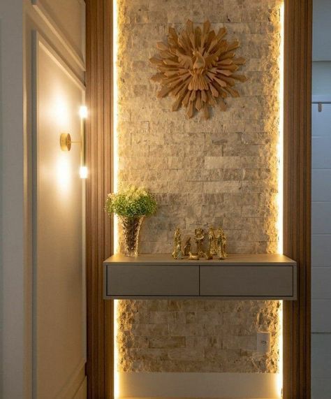 staircase design modern stair walls Foyer Wall, Altar Design, Stairs In Living Room, Entrance Door Design, Pooja Room Design, Foyer Design, Living Room Partition Design, Home Altar, Room Partition Designs