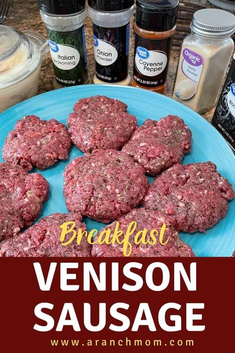 Venison Breakfast Sausage is savory, tasty, and simple to make. How To Make Venison Breakfast Sausage, Venison And Pork Sausage Recipe, Venison Ground Sausage Recipe, How To Make Deer Sausage, Venison Breakfast Sausage Seasoning, Bison Sausage Recipes, Deer Meat Sausage Recipes, How To Make Venison Sausage, Homemade Venison Sausage Recipes