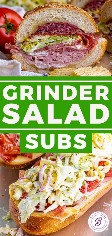 Viral Italian Sandwich, Paninis, Grinder Salad Subs, Sandwich Recipes Grinder, Homemade Italian Subs, Homemade Italian Hoagies, Grinder Recipes Sandwiches, Italian Sub Recipe Sandwiches, Keto Italian Sandwich