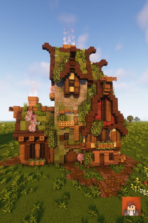 Overgrown Aesthetic Minecraft, Minecraft House Moss Roof, Mossy Cobblestone Minecraft, Minecraft Moss Farm, Moss Farm Minecraft, Mossy Houses Minecraft, Minecraft Moss House Ideas, Minecraft Tree Stump House, Mossy Minecraft House