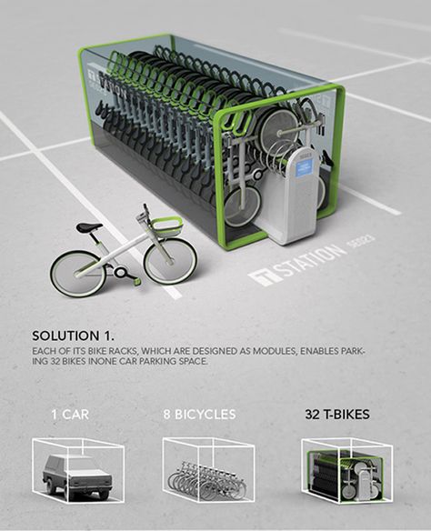 T-Bike - Bike Sharing System by Jung Tak Bike Parking Design, Trailer Plans, Bicycle Storage, Public Architecture, Bicycle Parking, Unique Storage, Urban Furniture, Hybrid Bike, Bike Parking