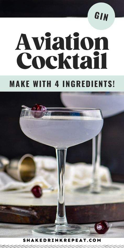 Aviation Drink, Aviator Cocktail Recipe, Shake Drink, Gin Drink Recipes, Classic Gin Cocktails, Aviation Cocktail, Gin Lemon, Best Gin, Gin Drinks