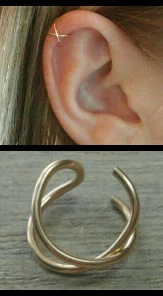 Diy Earring Cuff Wire Jewelry, Ear Cuff Making, Diy Ear Jewelry, How To Make Fake Earrings Diy Ear Cuffs, Wire Ring Crafts, Homemade Ear Cuffs, No Piercing Earrings Diy, Fake Earings Piercings Diy, Handmade Wire Earcuff