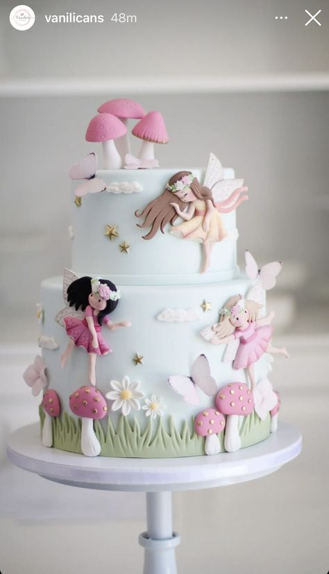 Butterfly Party Cake Ideas, Fairy Theme First Birthday Cake, Cake Ideas For Birthday Girl, Omg Doll Cake, Fairy Theme Birthday Party Cake, Fairy Garden Theme Cake, Fairy Garden Cakes For Girls Birthday, Fairy Party Cake Ideas, Baby Girl Birthday Theme First