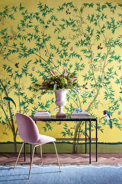 Introducing 'National Trust Papers' - Little Greene Paint & Wallpaper Blog Chinese Bedroom, Historical Wallpaper, Decorating With Chinoiserie, Yellow Inspiration, Belton House, Deco Pastel, Swiss Cottage, Scenic Wallpaper, Little Greene Paint